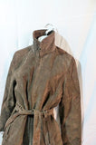 Womens GIII Suede Leather Jacket Riding Trench Coat BROWN S / CH Moto Belted