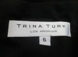 WOMENS TRINA TURK Cotton Mini Shift Dress 6 BLACK ZEBRA TIGER STRIPE