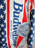 Vintage BUDWEISER American Flag Jacket All Over Print XL RED WHITE BLUE