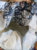 GAP Floral Canvas Tote Bag Purse Carryall Beach Book Crossbody BLUE WHITE