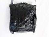 SONDRA ROBERTS Shoulder Bag Suede Leather Cross Body Messenger BLACK DOT