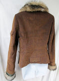 NEW Womens YOUNG SPIRIT Faux FUR collar jacket coat Corduroy BROWN 4 S