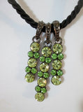 NEW LIA SOPHIA Rhinestone Jewel Encrusted PENDANT Necklace GREEN YELLOW Choker Hippie