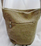 GENUINE SONOMA JEAN COMPANY knit shoulder bag hobo purse crochet BEIGE Vegan sling boho