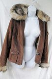 NEW Womens YOUNG SPIRIT Faux FUR collar jacket coat Corduroy BROWN 4 S