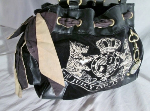 Juicy Couture Black Leather Y2K Gold Tone Chains Shoulder Bag Purse | eBay
