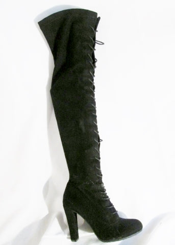 Womens FOREVER Thigh Stiletto Boots FETISH Party Victorian Witch BLACK 7.5 Kinky Tall