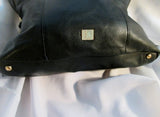 KOOBA leather shopper satchel shoulder slouch bag tote BLACK GOLD Patchwork Fringe
