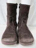 Girls STRIDE RITE JOHANNA Leather BOOTS Suede Embroidered BUTTERFLY BROWN 2