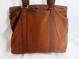 MARC CROSS NEW YORK ITALY Leather Shoulder Bag Duffle Duffel Tote BROWN Nylon