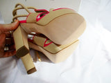 NEW CHRISTOPHER KANE High Heel Leather Sandal Shoe 36.5 6 PINK BEIGE MELASSA