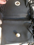 Vegan FRINGE TASSLE Running Bumbag Fanny Pack Waist Belt Bag Case Pouch BLACK Sack