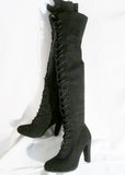 Womens FOREVER Thigh Stiletto Boots FETISH Party Victorian Witch BLACK 7.5 Kinky Tall
