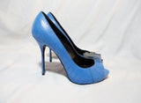 NEW PIERRE HARDY OSTRICH LEATHER Pump Shoe BLUE 37 6.5 NWT Womens NIB