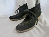 Womens J. CREW ITALY Ankle Chukka Suede BOOT Shoe CHESTNUT BLACK 8