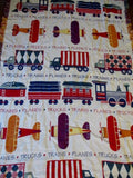 TRAINS PLANES TRUCKS Rug Tapestry Afghan Throw Blanket Boys Room Nursery FULL