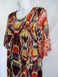 NEW  DRIES VAN NOTEN Silk Dress 36 4 ORANGE PURPLE Print Block YELLOW