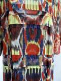 NEW  DRIES VAN NOTEN Silk Dress 36 4 ORANGE PURPLE Print Block YELLOW
