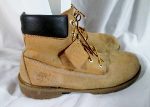 Junior Boys TIMBERLAND 12909 Junior 6 INCH PREMIUM Boot Leather 6.5 WHEAT NUBUCK BROWN