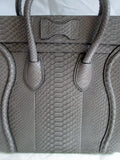 NEW CELINE PARIS ITALY Python Leather MINI LUGGAGE GREY GRAY Tote Bag  NWT