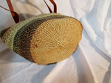Woven Leather Basket Tote Satchel Shoulder Market Bucket Bag BROWN GIRAFFE NATURAL