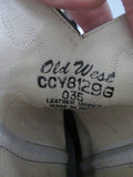 Kids Boys Girls Youth OLD WEST Leather Western Cowboy Boot 8129 BROWN Sz 3.5