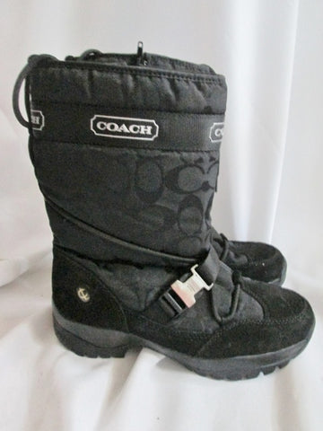 Womens  COACH SELA Signature C Quilted Boot Waterproof Snow Rain 7.5 BLACK Puffer