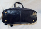 THE SAK Patent Leather Tote Bag Saddle Purse NAVY BLUE Boho Pockets