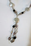 NEW LIA SOPHIA HAMMERED DISK Triple Strand Necklace SILVER BLACK Choker NWT Hippie