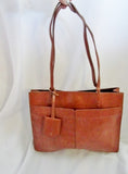 ALFANI All LEATHER TOTE carryall shopper carryall bag briefcase organizer BROWN purse
