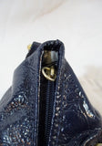 THE SAK Patent Leather Tote Bag Saddle Purse NAVY BLUE Boho Pockets