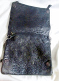 ZADIG VOLTAIRE Leather Shoulder Flap Bag Man Purse Crossbody BLACK SKULL Industrial