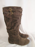 NEW Womens LANE BRYANT Vegan Knee High Slouch BOOTS BROWN 12 Buckle