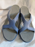 NEW Womens CROCS Dual Comfort Wedge Heel Clog Mule Flip Flop Shoe BLUE 11