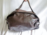 OVAL Leather Satchel Shoulder Bag Briefcase Bowler Boho CHOCOLATE BROWN Hipster