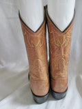 Kids Boys Girls Youth OLD WEST Leather Western Cowboy Boot 8129 BROWN Sz 3.5