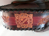 ALMANACH Tooled Leather Handbag Shoulder Saddle Flap Bag Satchel BROWN FLORAL