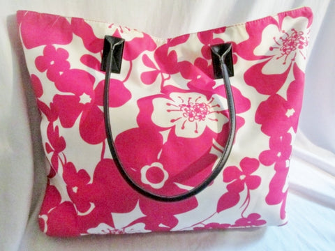 MACY's Vegan TOTE Bag Carryall PINK FLORAL XL Shopper Market Bag Preppie
