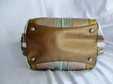 TIGNANELLO leather tote satchel clutch bag GOLD SILVER purse Stripe
