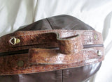 OVAL Leather Satchel Shoulder Bag Briefcase Bowler Boho CHOCOLATE BROWN Hipster