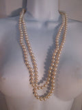 Vintage Retro Style 29" RHINESTONE FLORAL 2 Strand PEARL Necklace Red Carpet