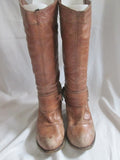 Womens STEVE MADDEN DIABLO Leather HARNESS Engineer Moto BOOTS 6.5 BROWN