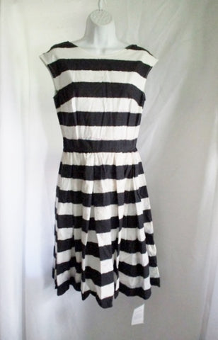 NEW NWT DOLCE & GABBANA ITALY Striped dress 42 / 6 BLACK WHITE WOMENS