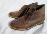 Mens CLARKS BUSHACRE Boot Leather Ankle Chukka Loafers BROWN 8.5 Booties