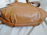 TIGNANELLO CROC Leather Shoulder Bag Handbag Satchel Tote CAMEL BROWN Hobo
