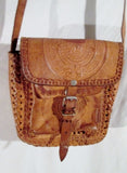 Handmade Latin Tooled Leather Shoulder Bag Satchel BROWN MAYAN CALENDAR