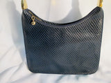 RONET Leather Snakeskin Pattern Hobo Shoulder Bag BLUE Python Animal Print Purse Vintage