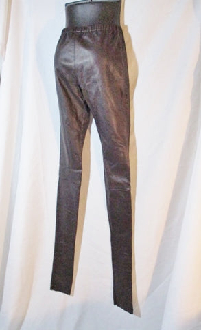 NEW NWT ANN DEMEULEMEESTER LEATHER Trouser PANT 36 4 AUBERGINE BROWN