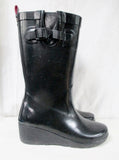 Womens Ladies CAPELLI NEW YORK Wellies Rain Boots Rainboots Foul Weather BLACK 9 Heel