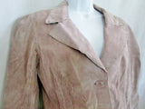 Womens BEBE LEATHER suede jacket Hipster Moto Riding Coat Stitch Blazer M NUDE PINK